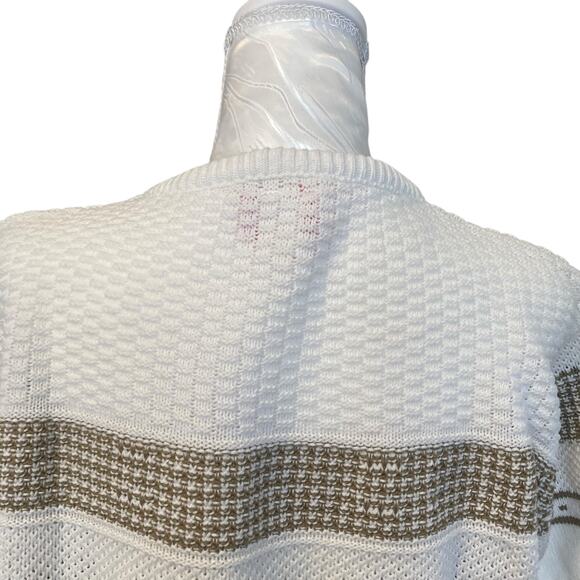 Vintage 80s Carriage Court Classic White Green Grecian Cotton Knit Top Sz Medium - Picture 11 of 16